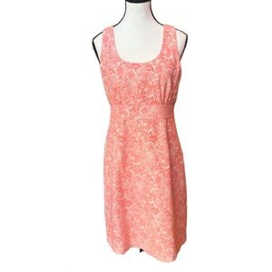 JADE Melody Tam Women’s Coral Patterned Midi Dress Sz S Wedding Guest Easter